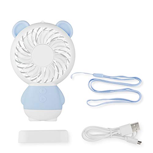 TYMANO Mini Handheld Fan Portable Personal Fan USB Rechargeable Fan LED Gradual Atmosphere Light Office Outdoor Household Travel (Bear Blue) - B07BFFDDVB